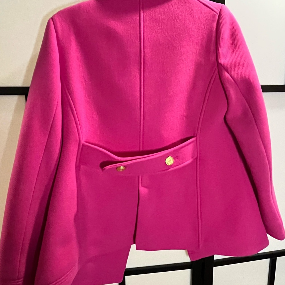 J. Crew Fuchsia Coat with Gold Accents - Picture 7 of 7